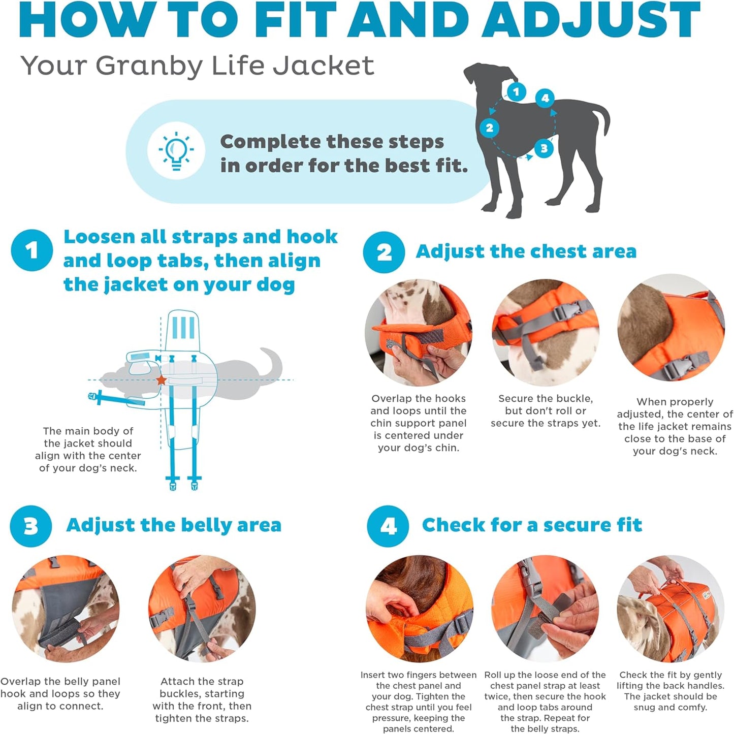 Granby Splash Orange Dog Life Jacket, Medium