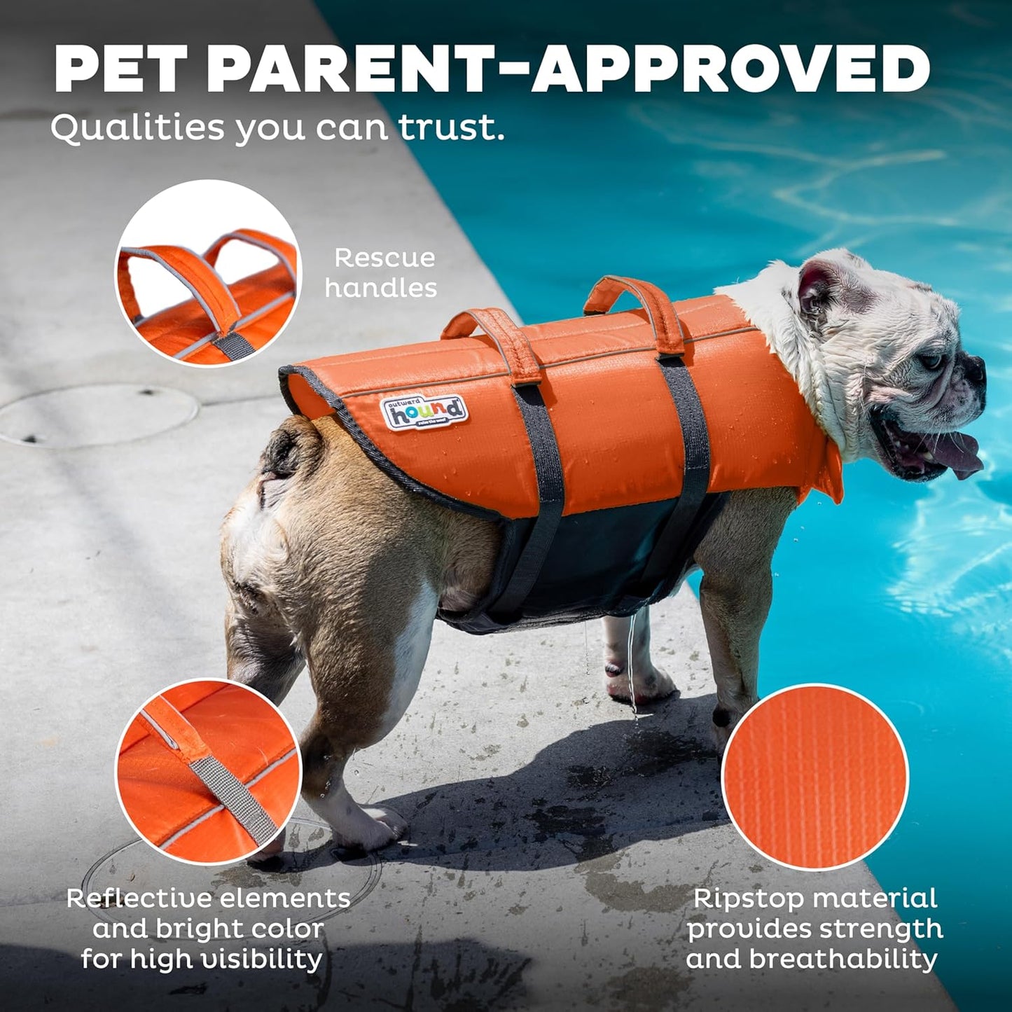 Granby Splash Orange Dog Life Jacket, Medium
