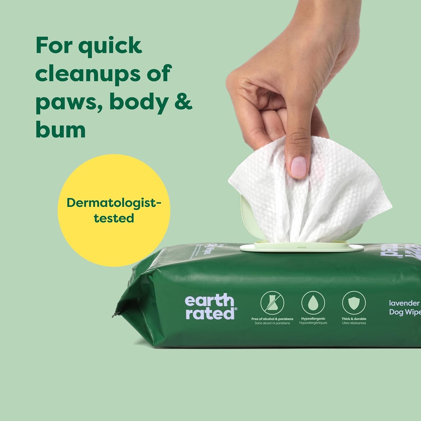 Dog Grooming Wipes, Hypoallergenic, Cleaning and Hydrating, for Paws, Body and Butt, Lavender Scented, 100 Count