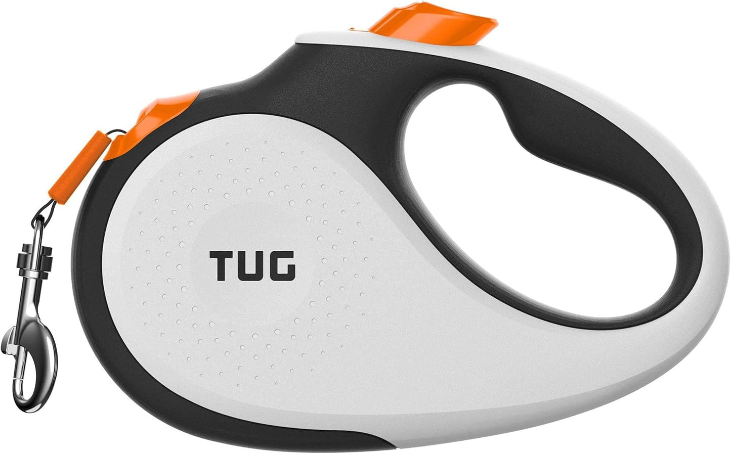 360° Tangle-Free Retractable Dog Leash | 16 Ft Strong Nylon Tape | One-Handed Brake, Pause, Lock (Large, White)