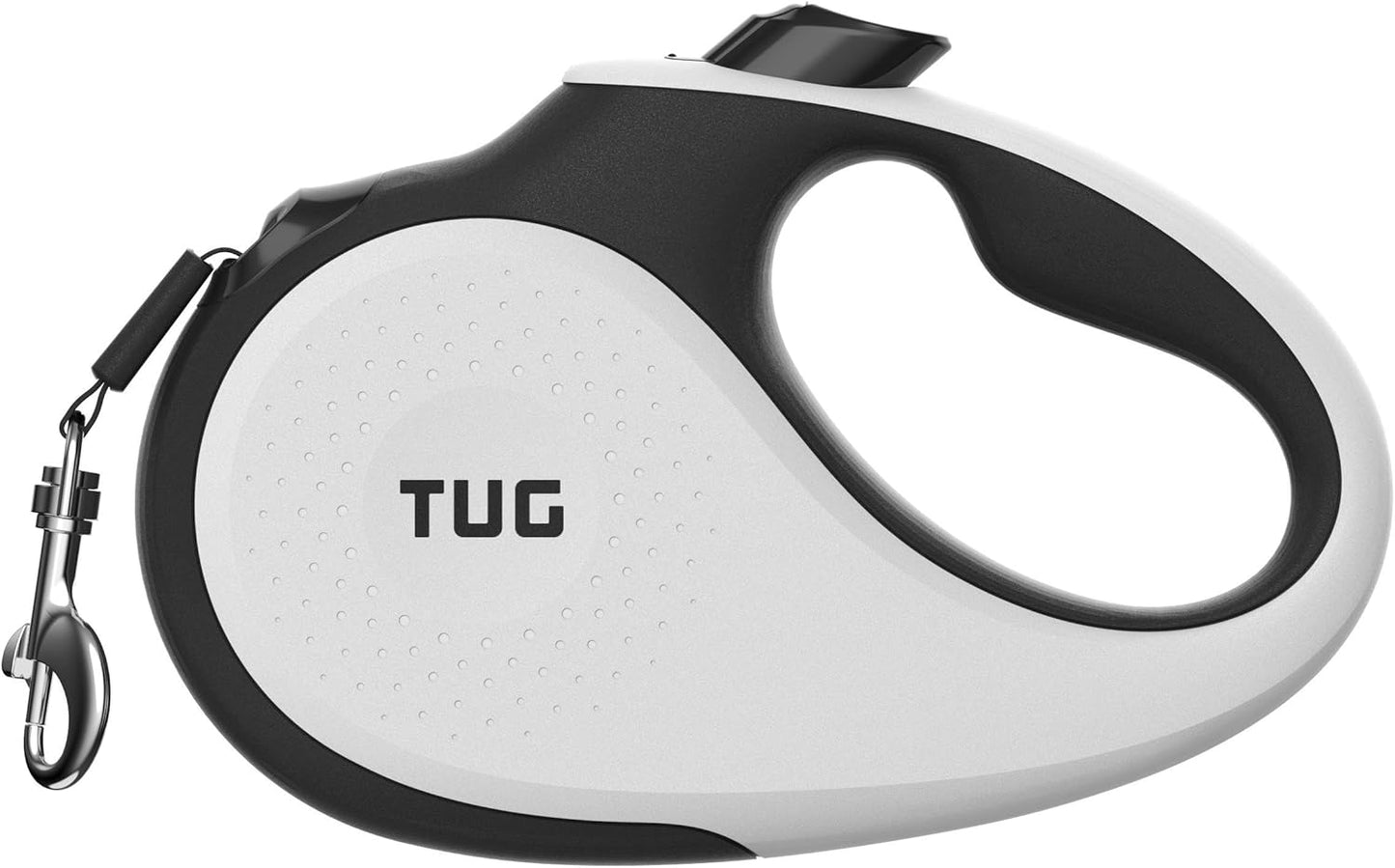 360° Tangle-Free Retractable Dog Leash | 16 Ft Strong Nylon Tape | One-Handed Brake, Pause, Lock (Large, White)