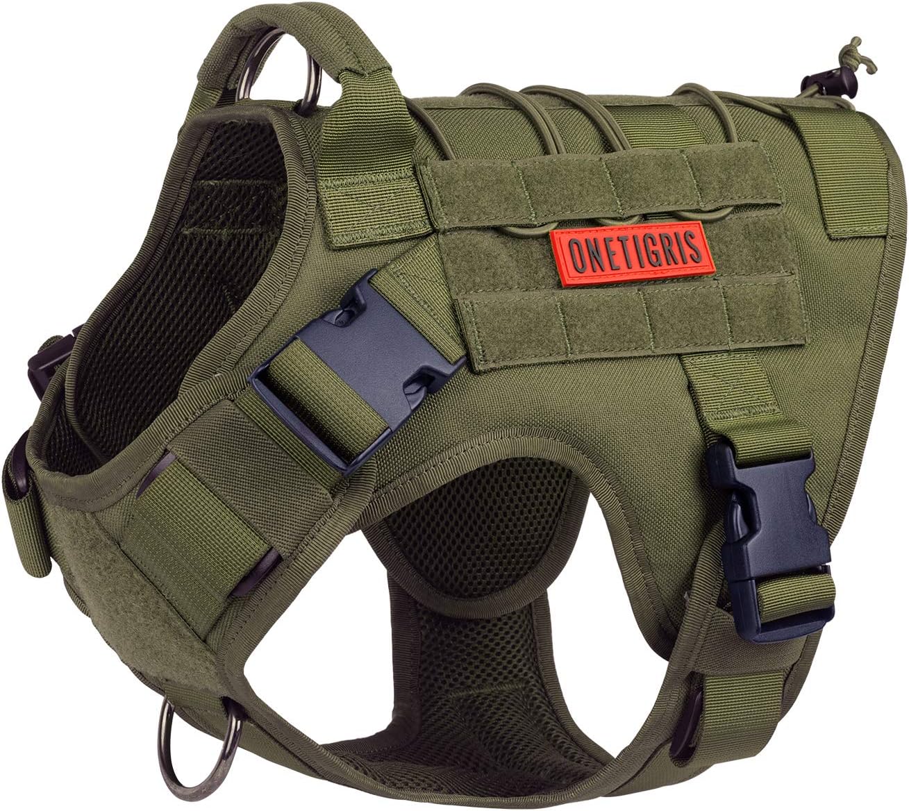 Tactical Dog Harness Vest - Adjustable No-Pull Service Dog Vest with Hook & Loop Panels for Walking, Hiking, and Training (Ranger Green, XS)