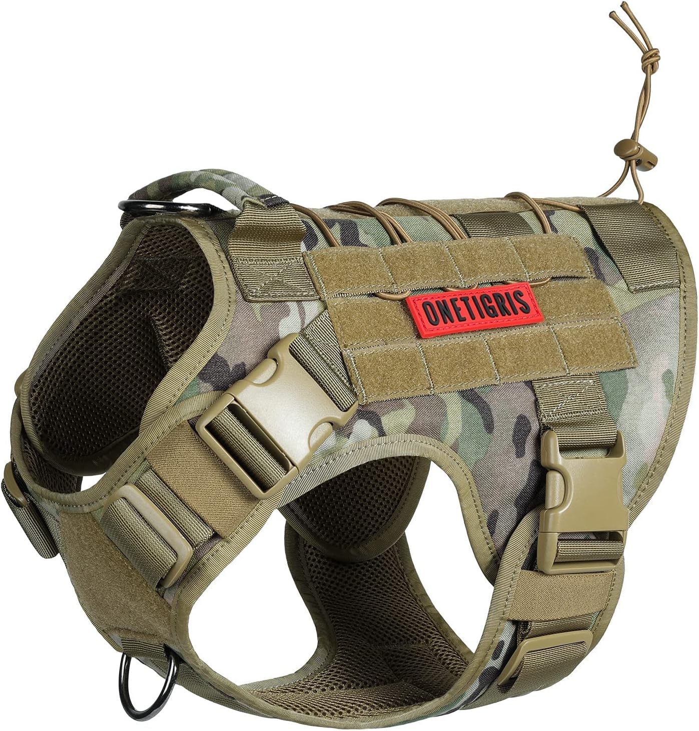 Tactical Dog Harness Vest - Adjustable No-Pull Service Dog Vest with Hook & Loop Panels for Walking, Hiking, and Training (Ranger Green, XS)