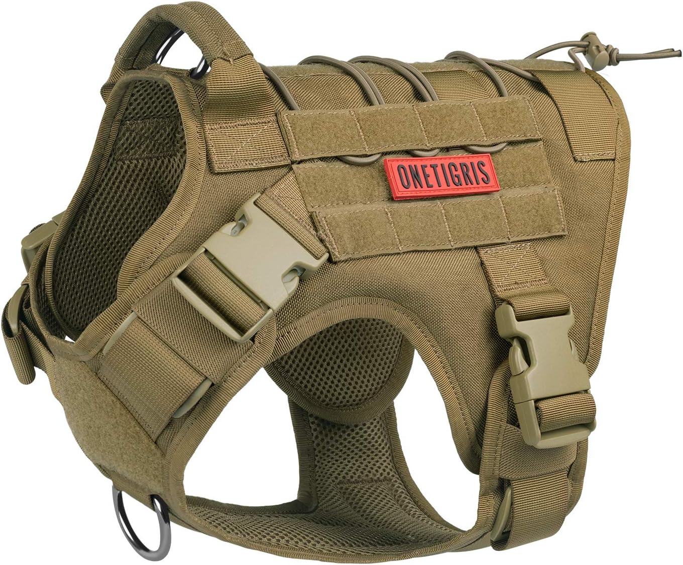Tactical Dog Harness Vest - Adjustable No-Pull Service Dog Vest with Hook & Loop Panels for Walking, Hiking, and Training (Ranger Green, XS)