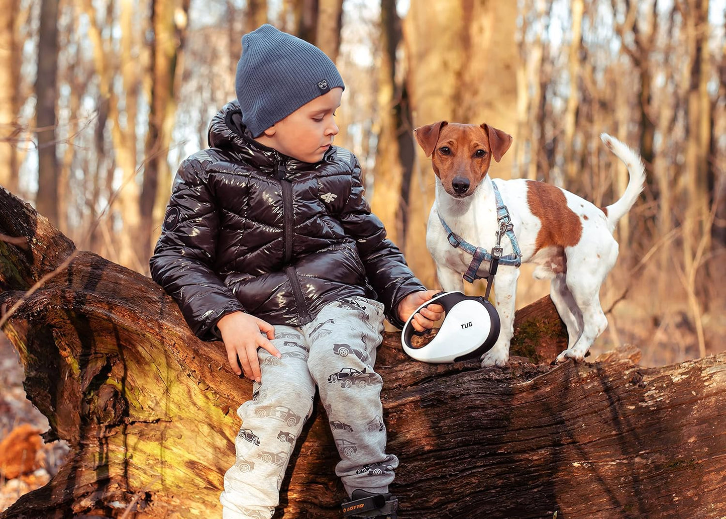360° Tangle-Free Retractable Dog Leash | 16 Ft Strong Nylon Tape | One-Handed Brake, Pause, Lock (Large, White)
