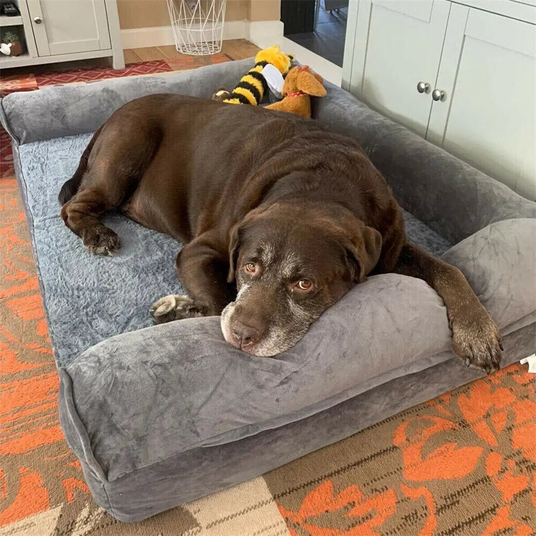 PetzyStore™ Orthopedic Dog Sofa Bed – Waterproof, Bolstered Foam Mattress for Large Dogs - PetzyStore