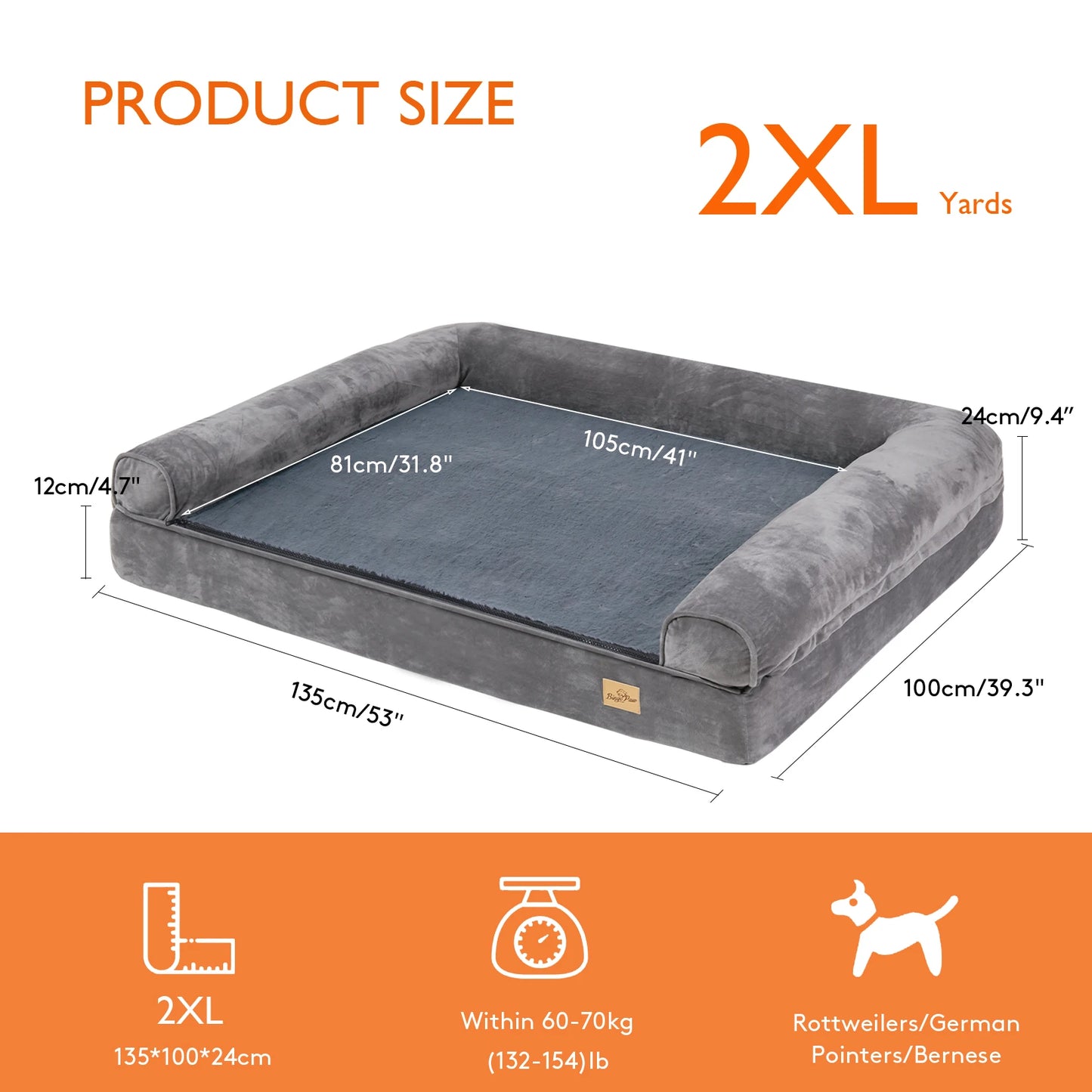 PetzyStore™ Orthopedic Dog Sofa Bed – Waterproof, Bolstered Foam Mattress for Large Dogs - PetzyStore