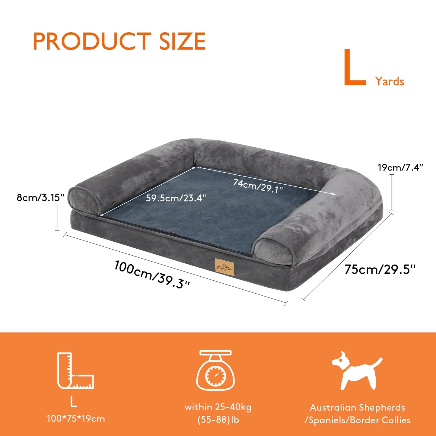 PetzyStore™ Orthopedic Dog Sofa Bed – Waterproof, Bolstered Foam Mattress for Large Dogs - PetzyStore