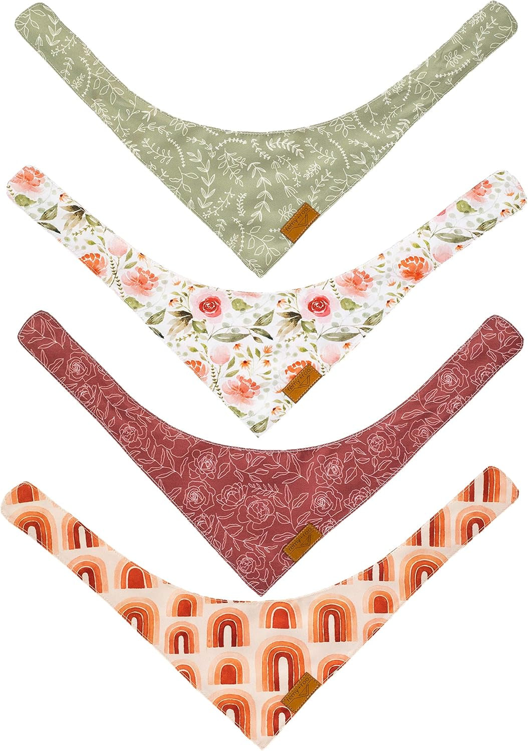 Large Spring Bandanas - 4 Pack Rubi Set | Premium Durable Adjustable Polyester Fabric | Patented Shape Girl Dog Bandana, Floral Dog Bandana