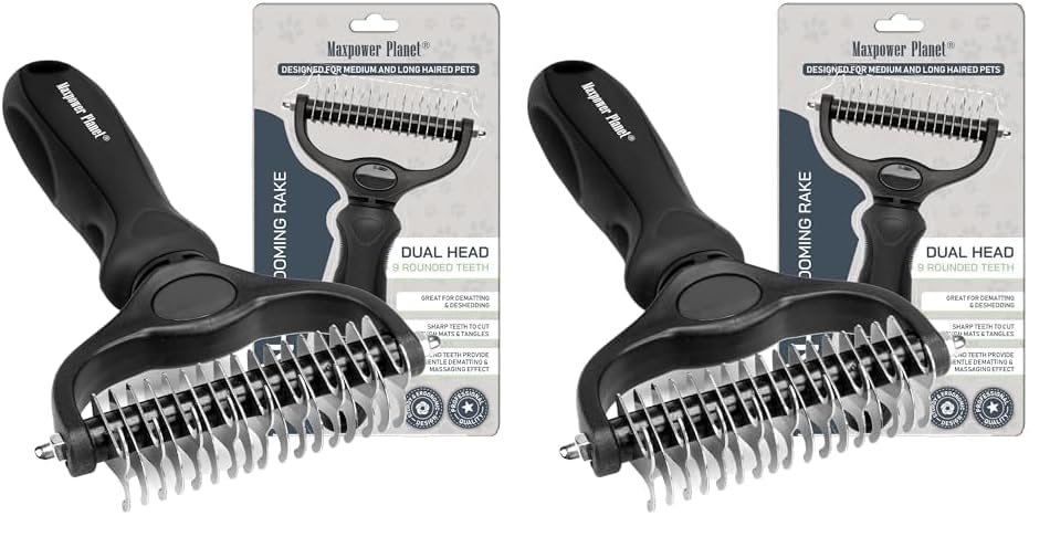 Original Pet Grooming Rake - Double-Sided Deshedding Dematting Tool, Undercoat Rake for Dogs & Cats, Extra-Wide Dog Grooming Brush & Deshedder Comb for Long Hair, Reduces Shedding 95%
