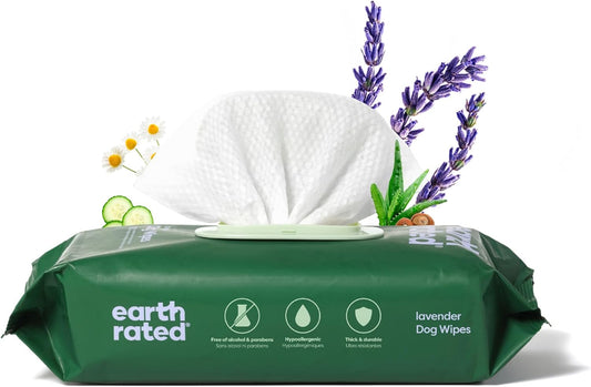 Dog Grooming Wipes, Hypoallergenic, Cleaning and Hydrating, for Paws, Body and Butt, Lavender Scented, 100 Count
