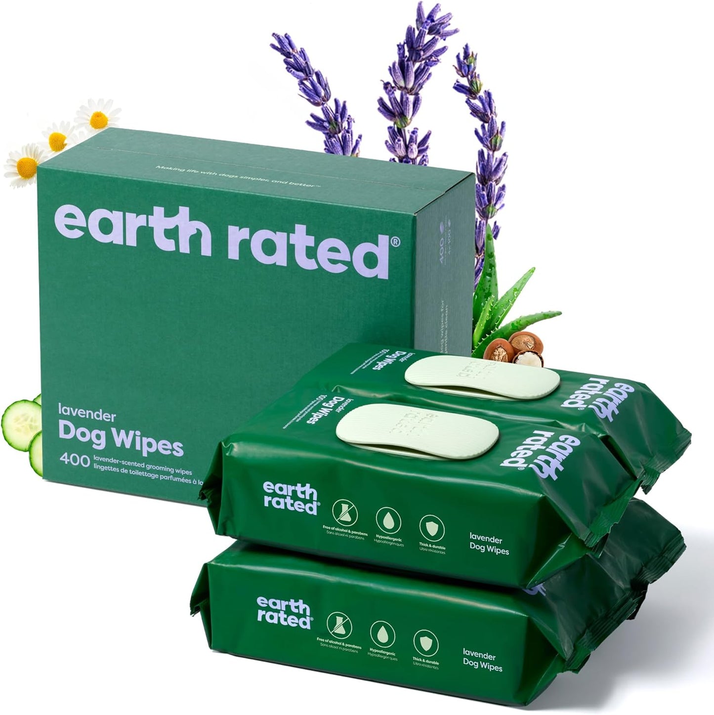 Dog Grooming Wipes, Hypoallergenic, Cleaning and Hydrating, for Paws, Body and Butt, Lavender Scented, 100 Count