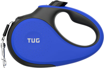 360° Tangle-Free Retractable Dog Leash | 16 Ft Strong Nylon Tape | One-Handed Brake, Pause, Lock (Large, White)