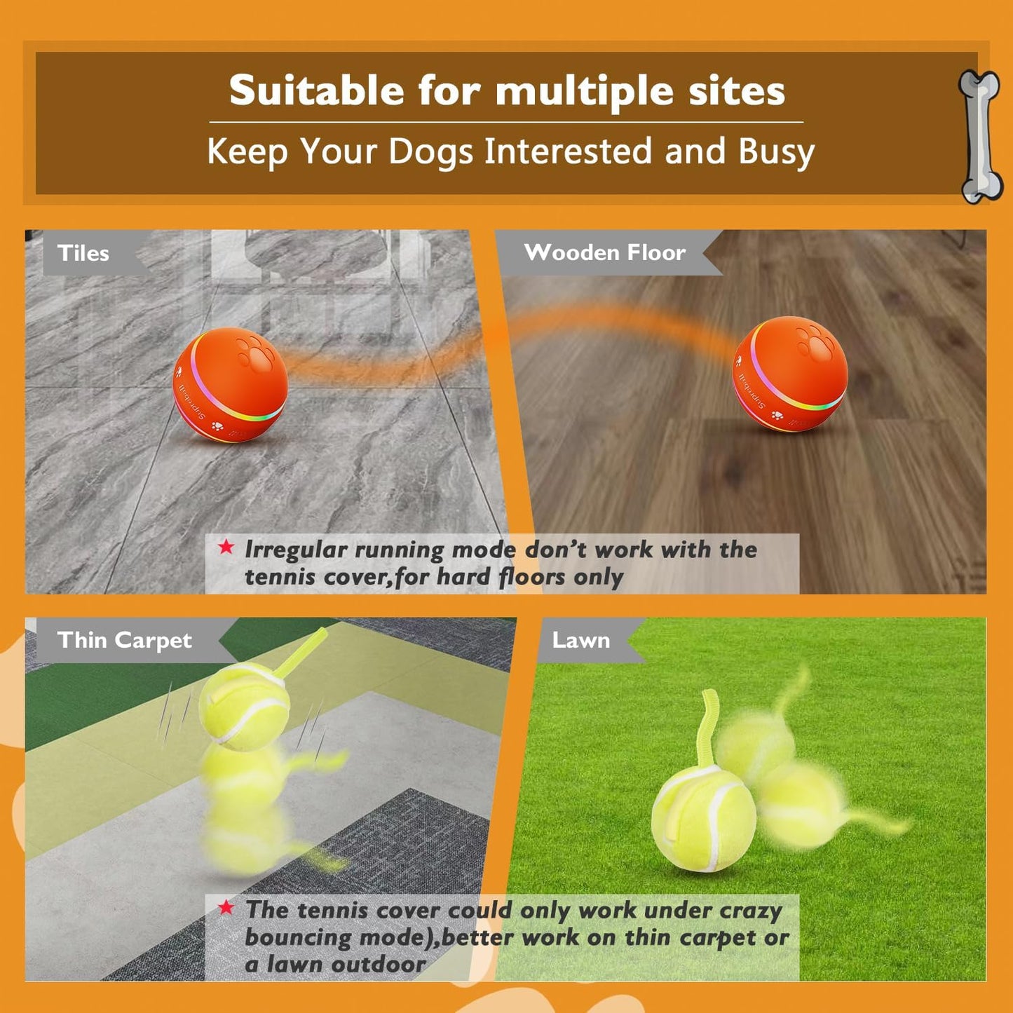 Interactive Dog Toys Dog Ball,[2025 Newly Upgraded] Durable Motion Activated Automatic Rolling Ball Toys For/Small/Medium/Large Dogs,Usb Rechargeable (Orange)