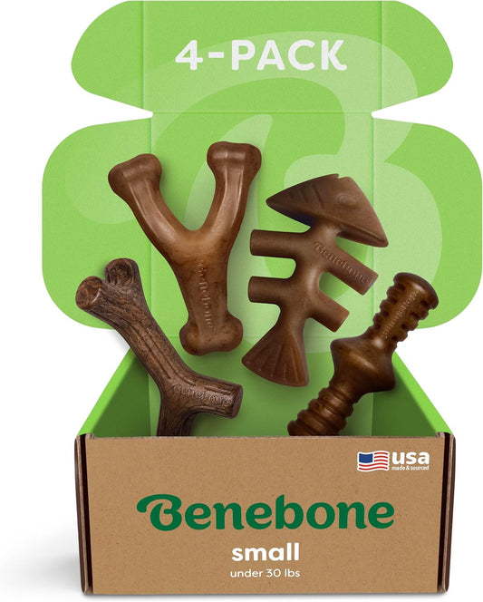 Small 4-Pack Dog Chew Toys for Aggressive Chewers, Made in USA, 30Lbs and Under