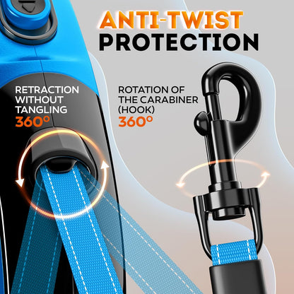New 2025 Retractable Dog Leash 16,4 Ft'-Heavy Duty Retractable Pet Leash with Anti-Slip Soft Grip-Reflective Dog Leashes with Anti-Twist Protection for Small Medium Large Dogs up to 110 Lbs (Blue)
