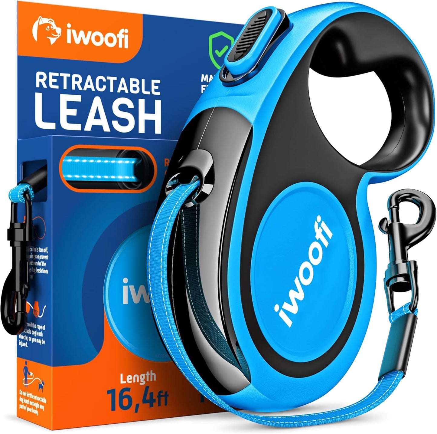 New 2025 Retractable Dog Leash 16,4 Ft'-Heavy Duty Retractable Pet Leash with Anti-Slip Soft Grip-Reflective Dog Leashes with Anti-Twist Protection for Small Medium Large Dogs up to 110 Lbs (Blue)