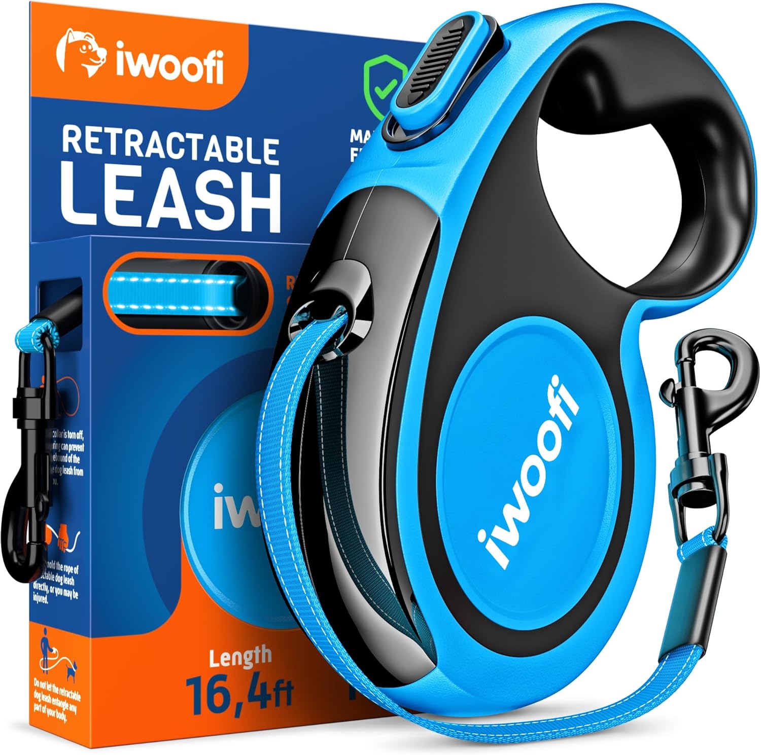 New 2025 Retractable Dog Leash 16,4 Ft'-Heavy Duty Retractable Pet Leash with Anti-Slip Soft Grip-Reflective Dog Leashes with Anti-Twist Protection for Small Medium Large Dogs up to 110 Lbs (Blue)