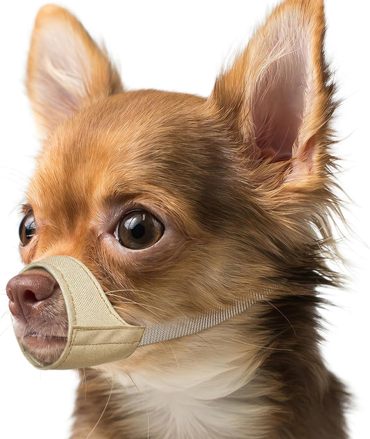 Short Snout Dog Muzzle, Small Muzzle for Chihuahua Shih Tzu American Bully Boxer Puppy, Soft Fabric Mouth Cover for Grooming Vet Visits, Prevent Biting Chewing Fighting